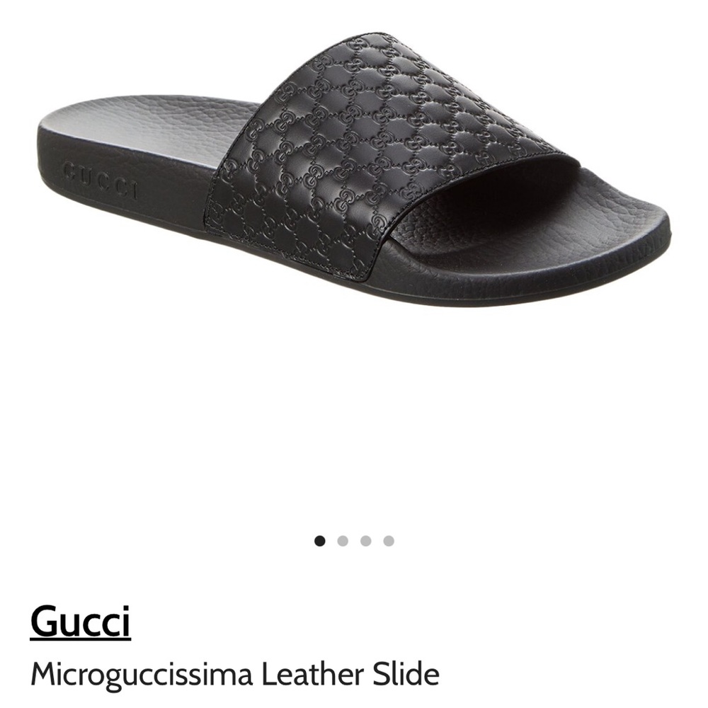 Women’s Gucci microguccissima leather slides black size 39.